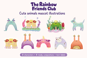 Rainbow Animal Mascot illustrations