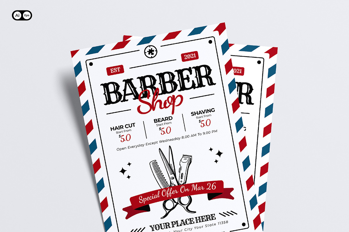 Barber Shop Flyer, a Flyer Template by Siska Arista (Photo 1 of 2)