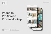 Phone 16 Pro Screen Promo Mockup, an iPhone Mockup by scribrostudio (Thumbnail 1 of 12)