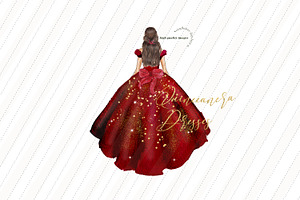 Elegant Burgundy Dresses Clipart