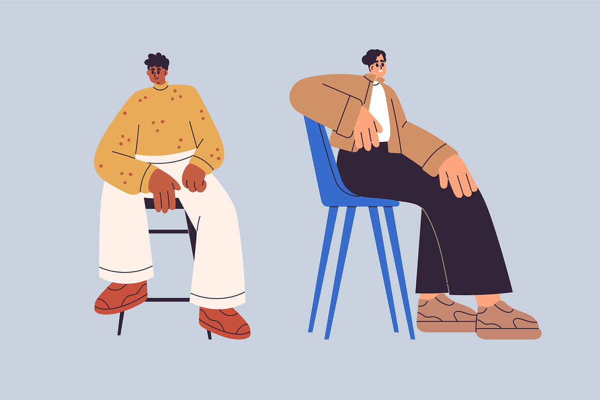 Modern people sitting on chairs set, a Person Illustration by Good Studio (Photo 10 of 13)