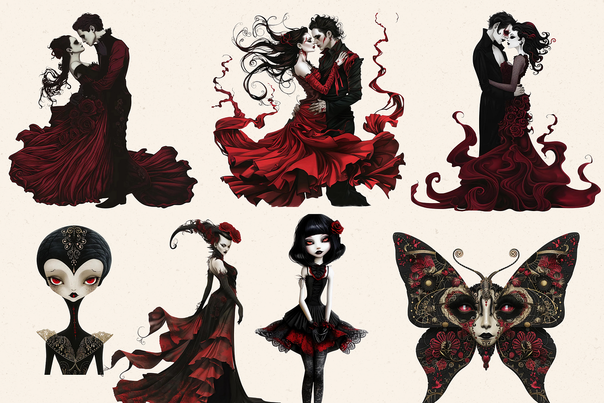 SCARY GOTHIC FANTASIES CLIPART PACK, a Person Illustration by Daring Digies (Photo 6 of 10)
