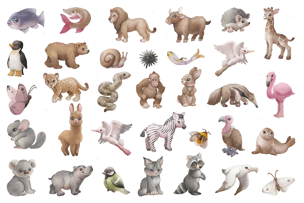 Animal ABC World map watercolor set, an Animal Illustration by TanyaSchuka (Photo 8 of 22)