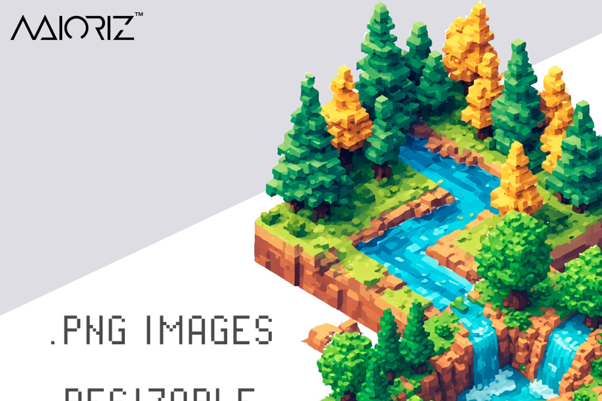 Voxel Isometric Fantasy Terrain Asse, an Object Graphic by Maioriz Shop (Photo 4 of 8)