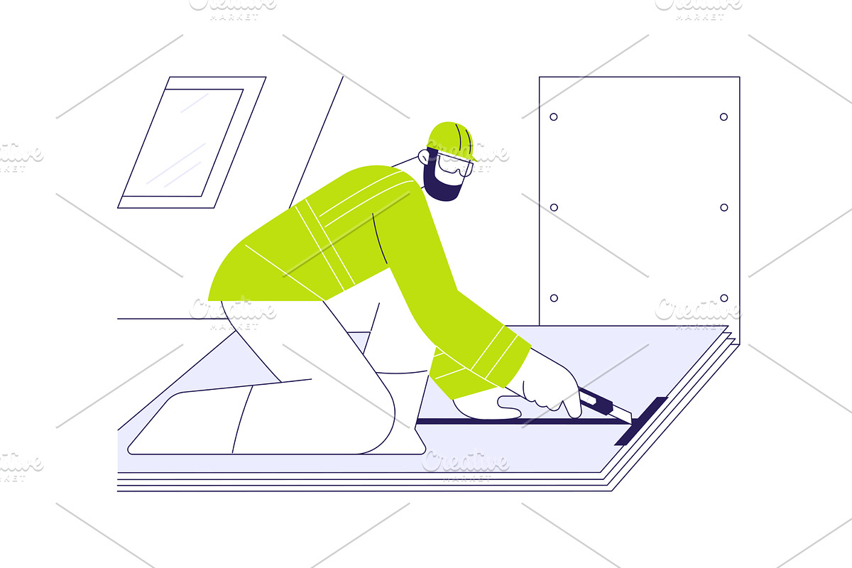 Cutting drywall abstract concept, an Object Illustration by Visual Generation