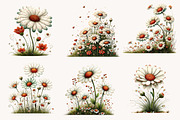 Whimsical Daisy Flowers clipart, a Seasonal Illustration by Designworld (Thumbnail 2 of 10)