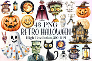 Retro Halloween Clipart, an Illustration by Sublimation Artist (Thumbnail 1 of 6)