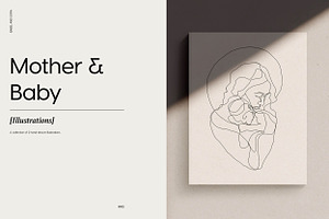 Mother & Baby Line Drawings