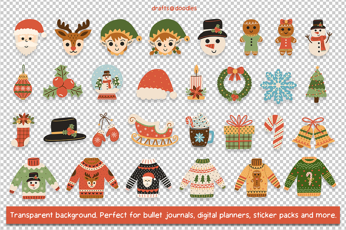 Cozy Christmas Clipart and Patterns, a Seasonal Illustration by Drafts n Doodles (Photo 3 of 12)