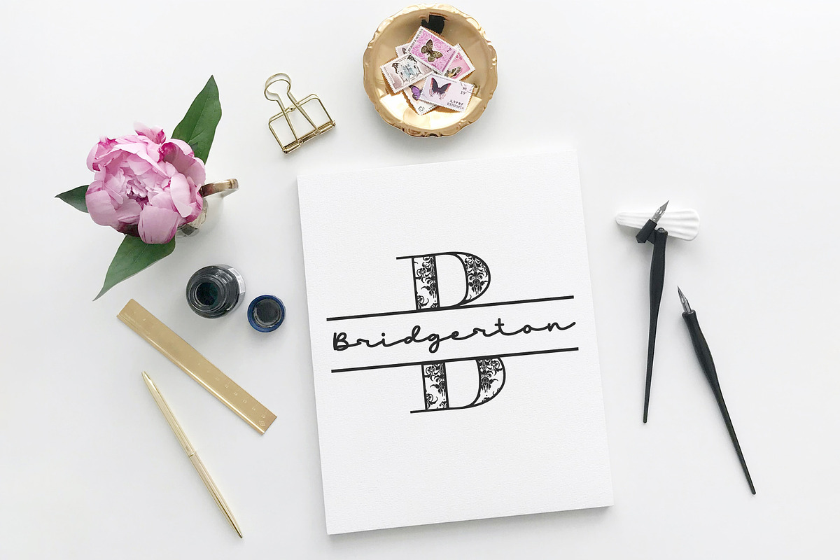 Damask Split Monogram SVGs, an Illustration by Phat Happy Life (Photo 3 of 3)