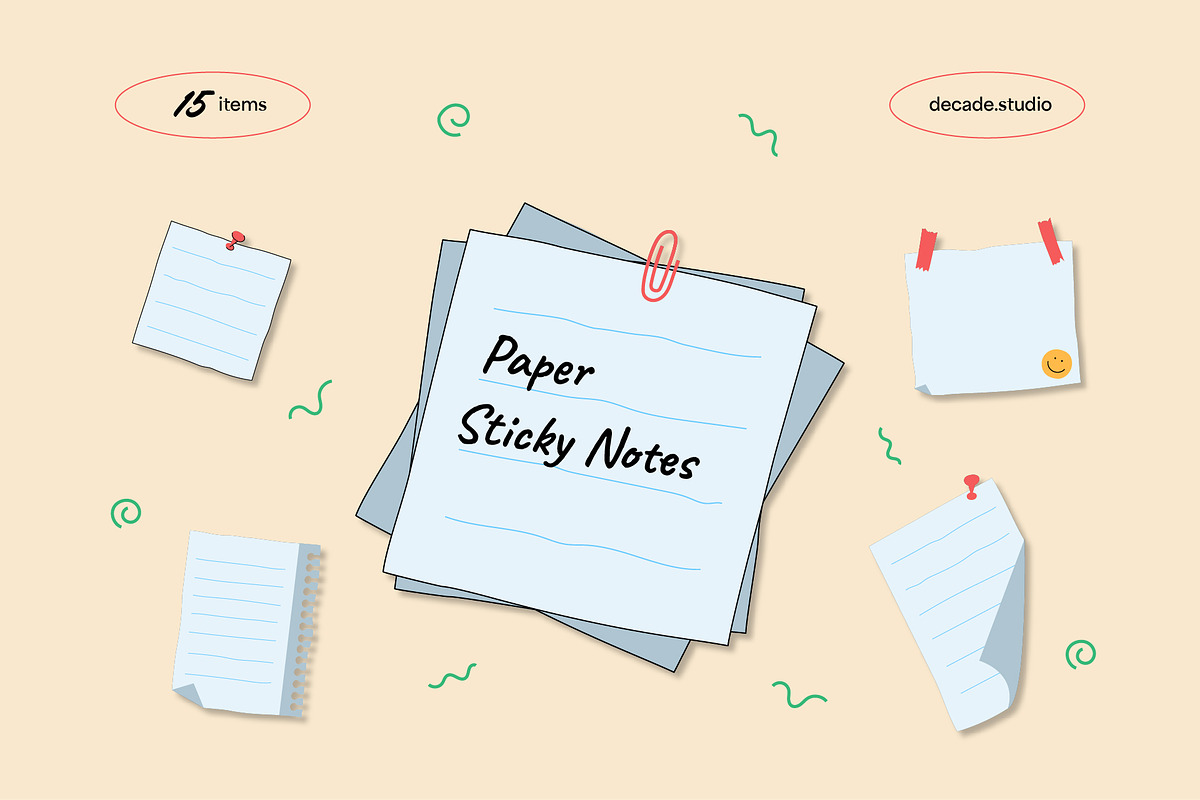 Paper Sticky Notes Graphic, an Object Graphic by Decade Studio (Photo 1 of 2)