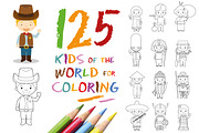 125x Kids of the World for Coloring, an Education Illustration by asantosg (Thumbnail 1 of 23)