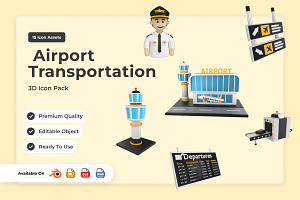 Airport Travel 3D Icon Collection