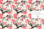 Japanese Cranes Seamless Patterns, a Pattern Graphic by KaramfilaS (Thumbnail 7 of 19)