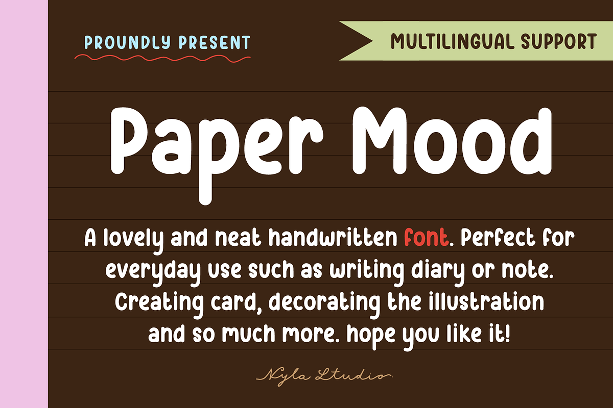 Paper mood font, a Handwritten Font by Nyla.Studio (Photo 1 of 9)