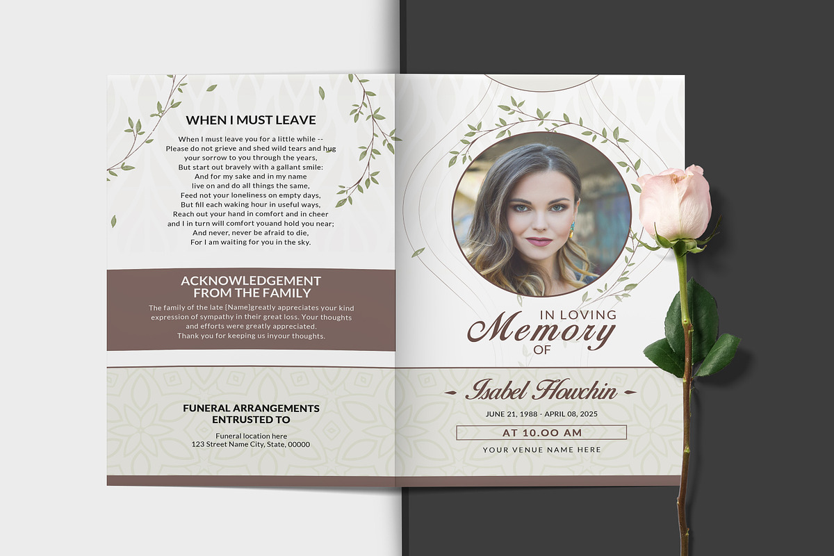 Funeral Program And Prayer Card, a Brochure Template by crazyOWL (Photo 5 of 9)