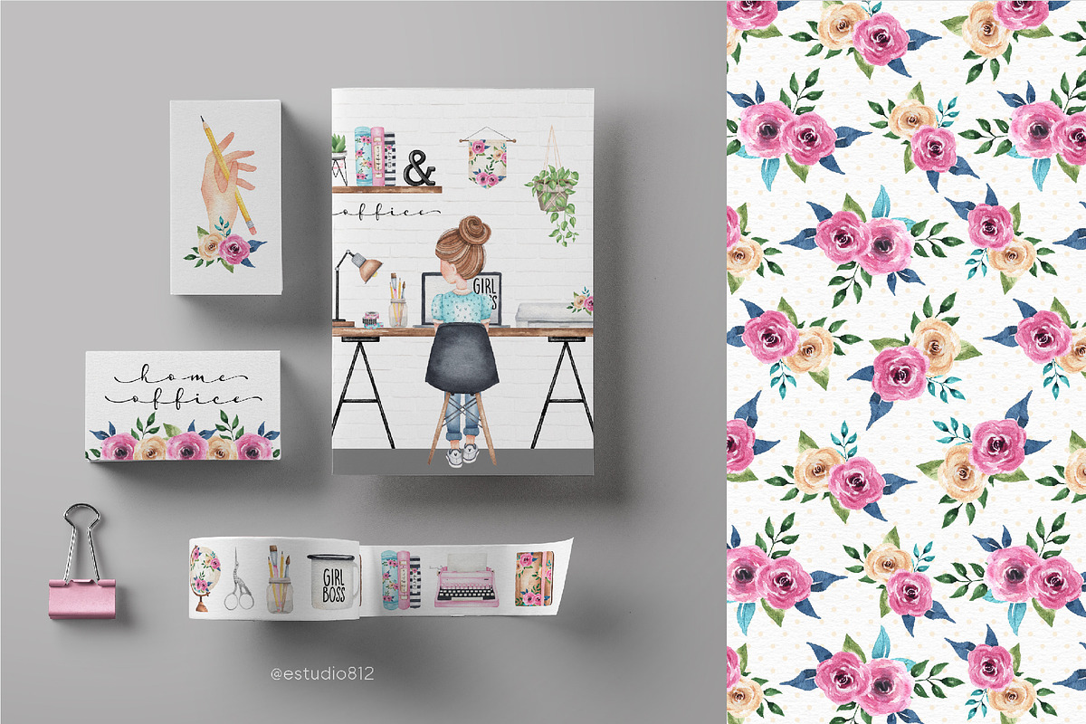Home Office Clipart set, a Work Illustration by Estudio 812 (Photo 5 of 7)