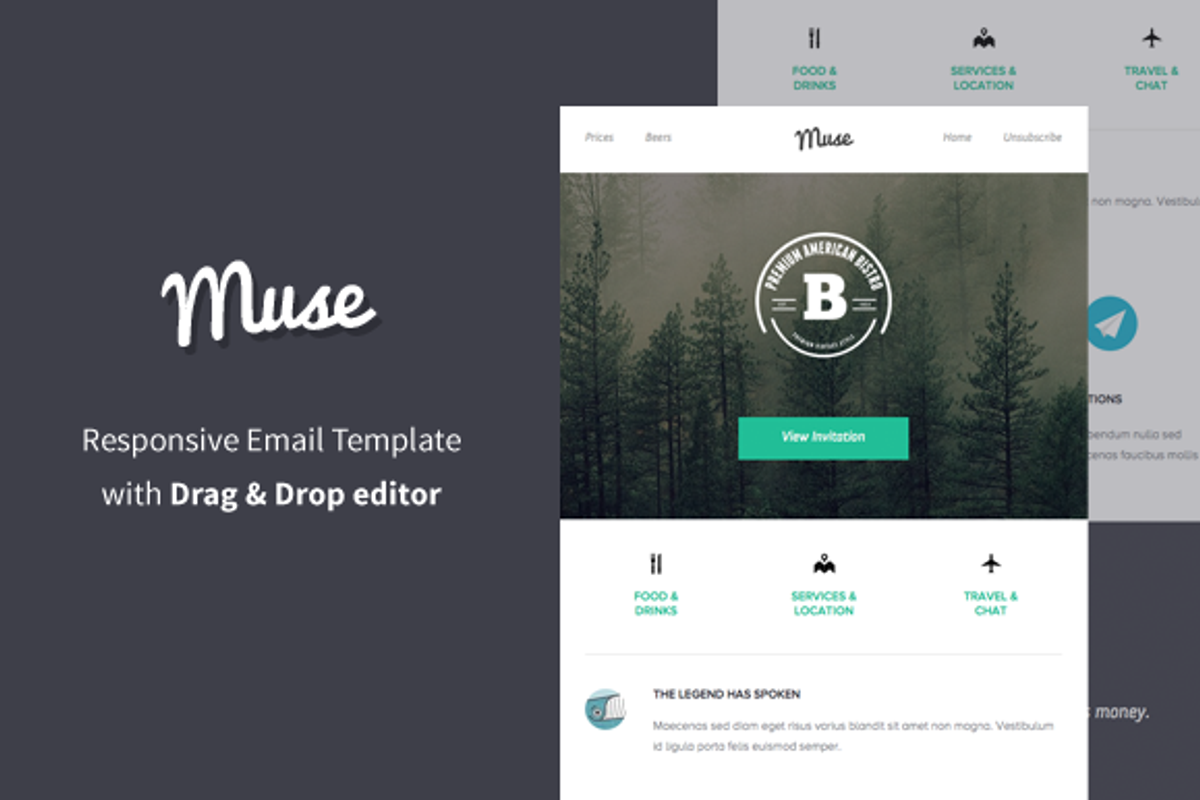 Muse - Responsive Email + Builder, an Email Template by BrainSignal (Photo 1 of 2)