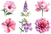 Watercolor Pink Flowers Clipart, an Illustration by Craft Nest (Thumbnail 3 of 7)