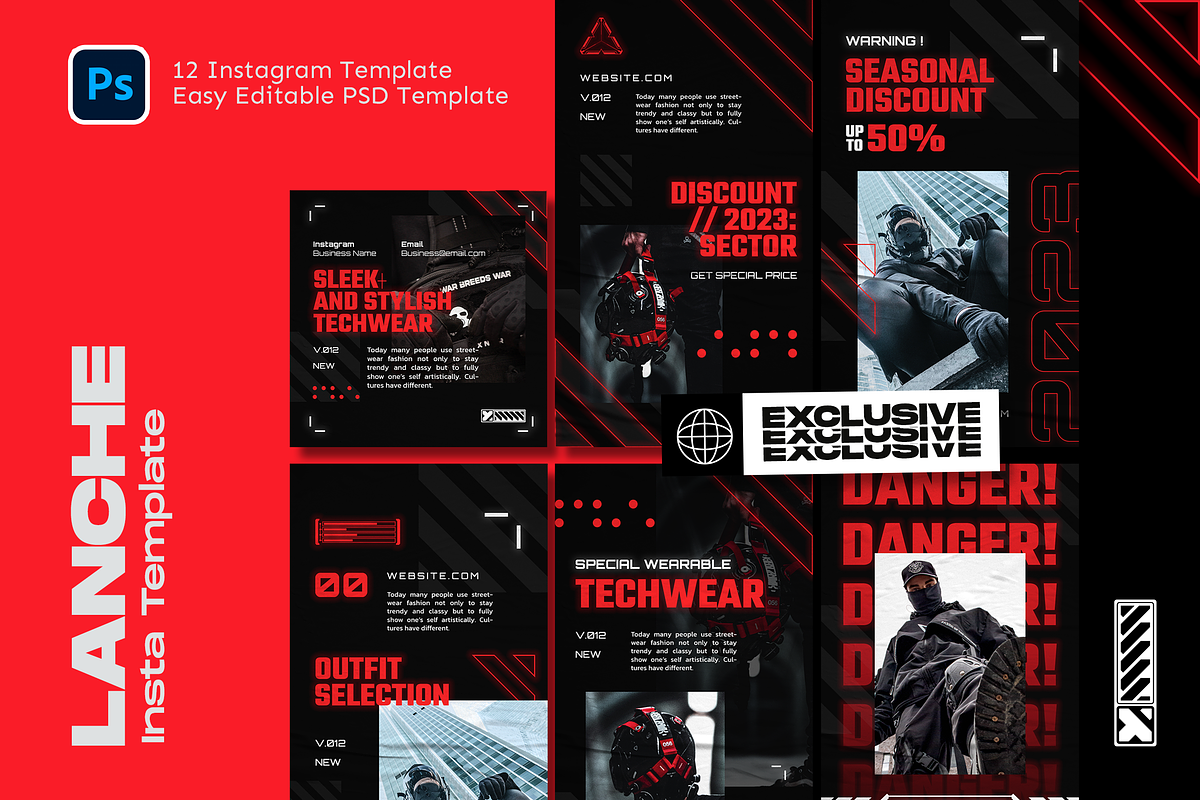 Lanche Techwear Instagram Template, a Social Media Template by Shinra Labs (Photo 1 of 5)