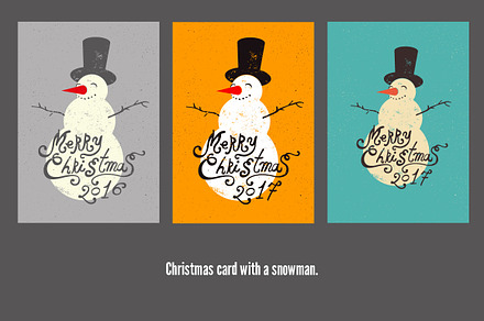 Christmas card. Vector snowman.