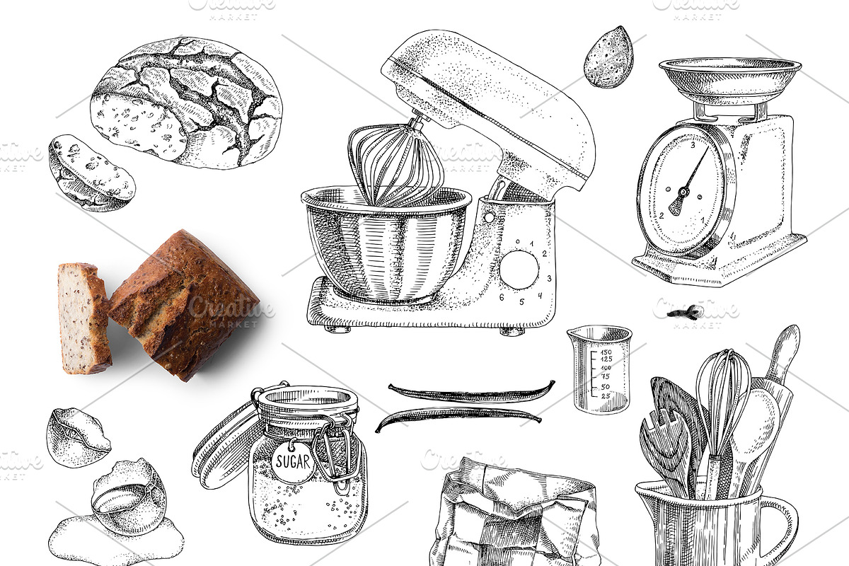 Smell of baking hand drawn set, a Food Illustration by handsketched (Photo 6 of 9)