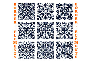 Tiles Borders Of Floral Damask Vector Ornament