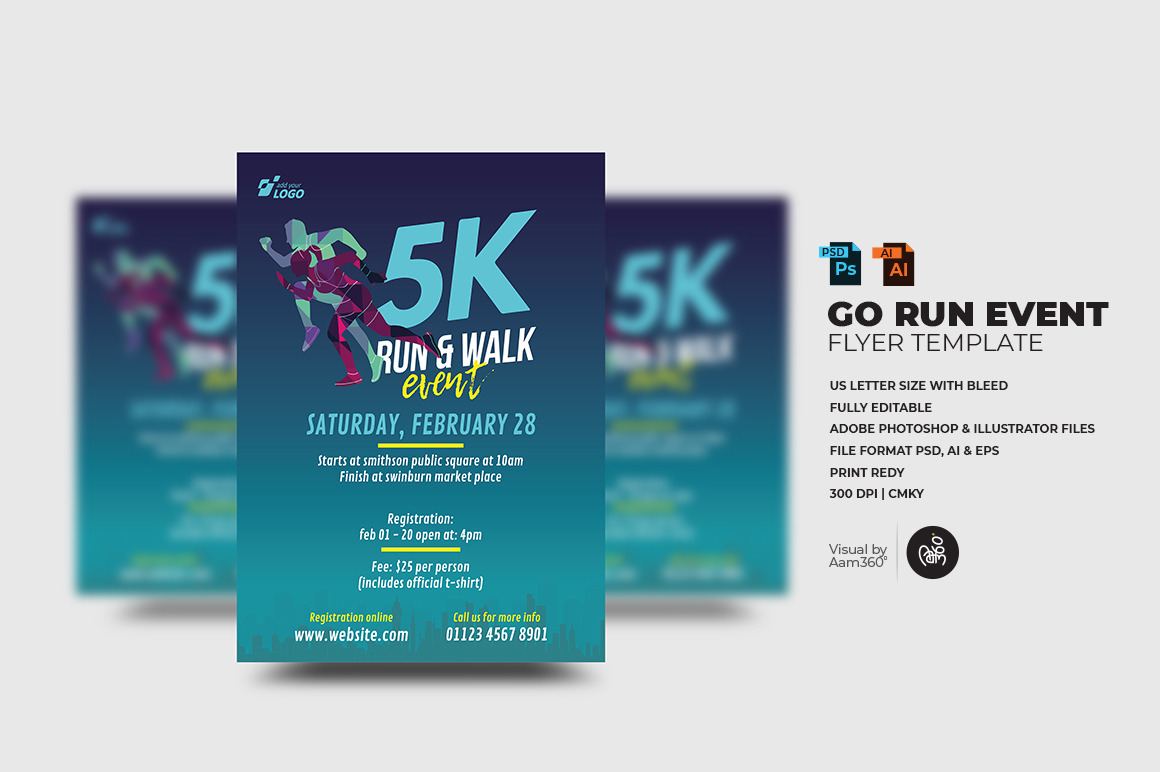 Go Run Event Flyer Template, a Flyer Template by Aam360