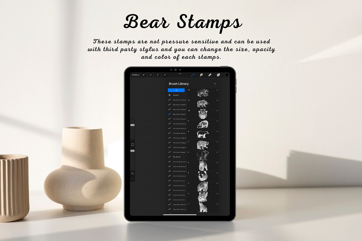 100 Bear Procreate Stamps, a Brush Add-On by Painter Creative Books (Photo 2 of 9)