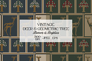 Vintage Deer Geometric Pattern, a Pattern Graphic by StudioGlouna (Thumbnail 1 of 9)