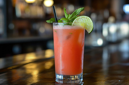 Refreshing mint and lime cocktail se, a Photo by Tanuart
