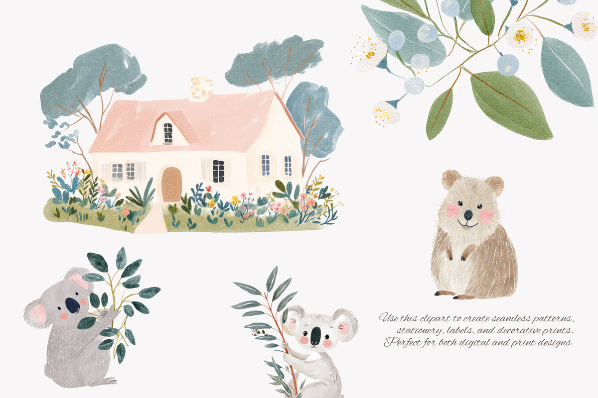 australian animals watercolor clipar, a Decorative Illustration by Patishop Art (Photo 4 of 6)