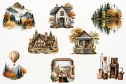 Autumn Travel Watercolor Clipart, a Seasonal Illustration by Maysa Art (Thumbnail 4 of 6)