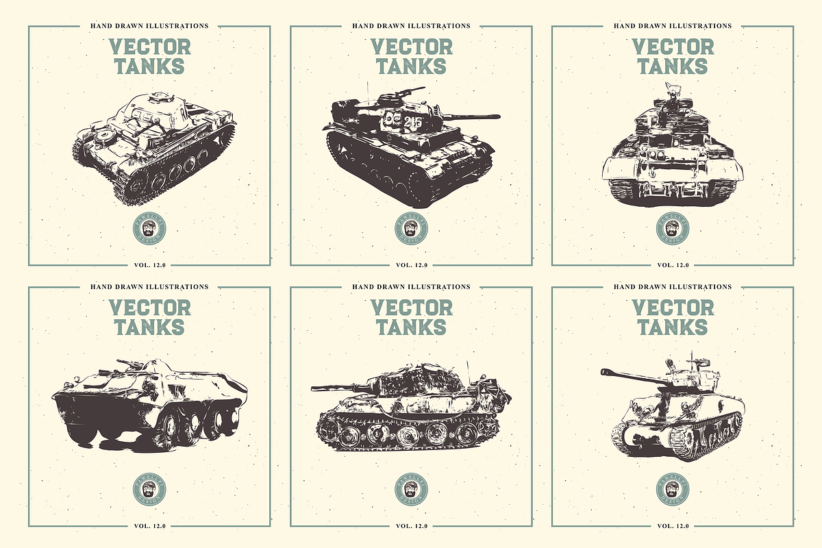 VECTOR TANKS HAND DRAWN BUNDLE 12.0, an Object Graphic by pawellpi