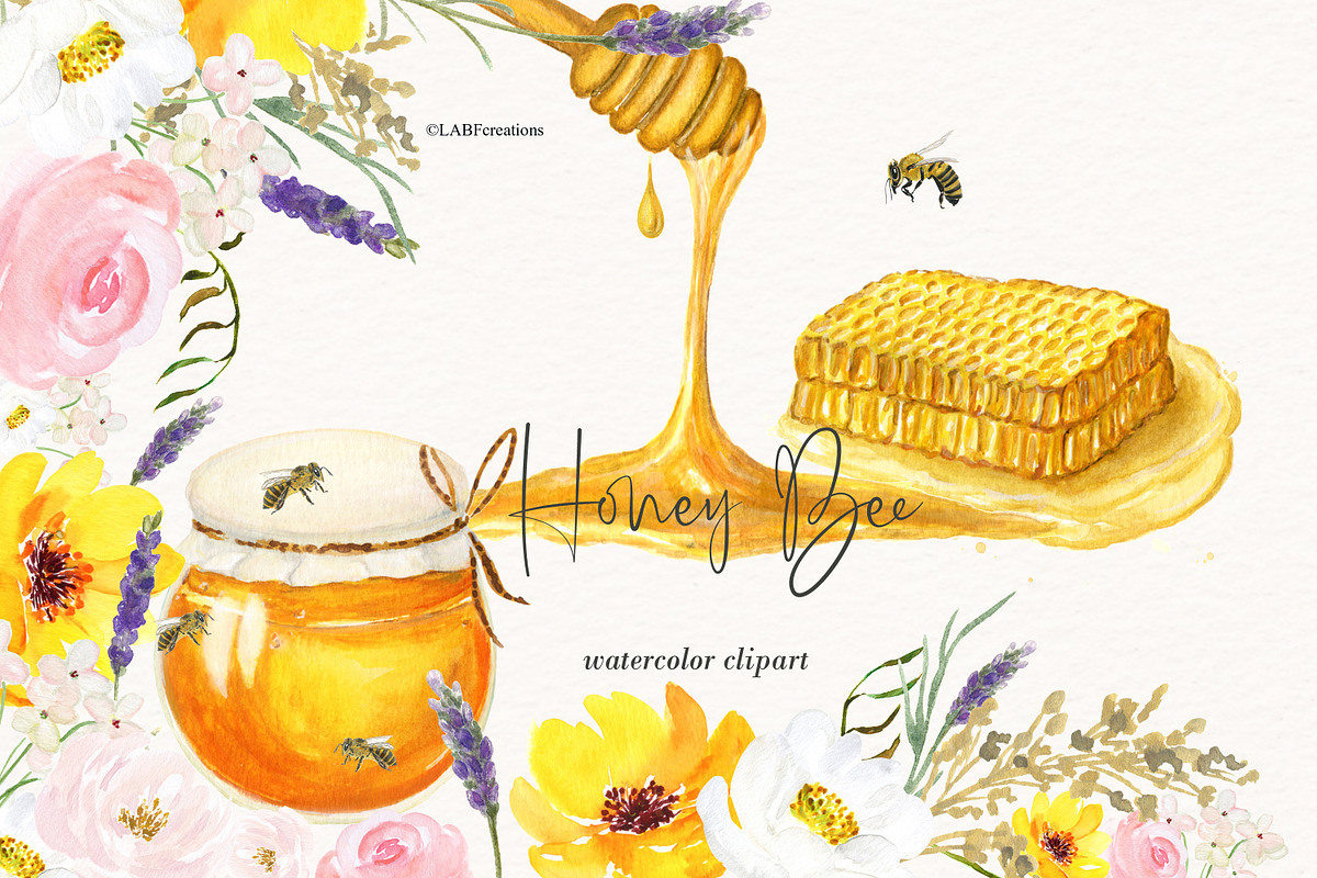 Honey Bee Watercolor, a Graphic by LABFcreations (Photo 4 of 9)