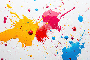 Vibrant abstract paint splatter, a Photo by Pavel_design