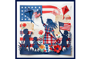 4th of July Paper Cutting, a Person Illustration by Sharon Schwalbe (Thumbnail 2 of 6)