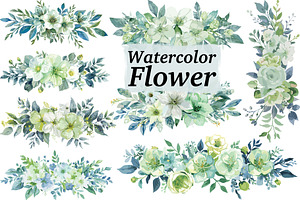 Elegant Green Floral Set, an Illustration by Designs_River