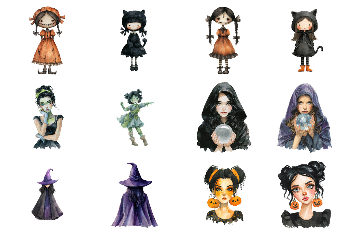 Halloween Girl Clipart, an Illustration by Design Market (Photo 2 of 3)