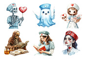 Vintage Halloween Nurse Clipart, an Illustration by Daily.Designs (Thumbnail 2 of 5)