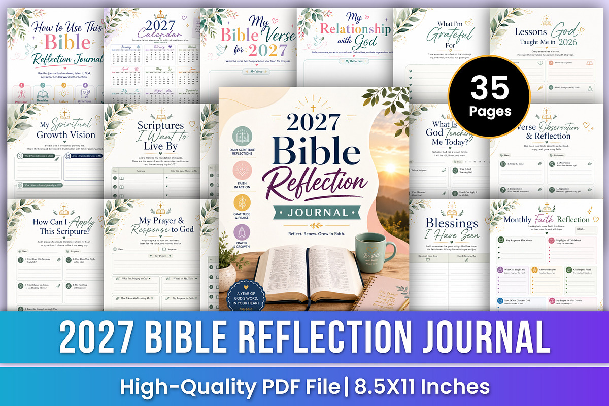 2027 Bible Reflection Journal Kdp, a Stationery Template by Mustafiz (Photo 1 of 5)