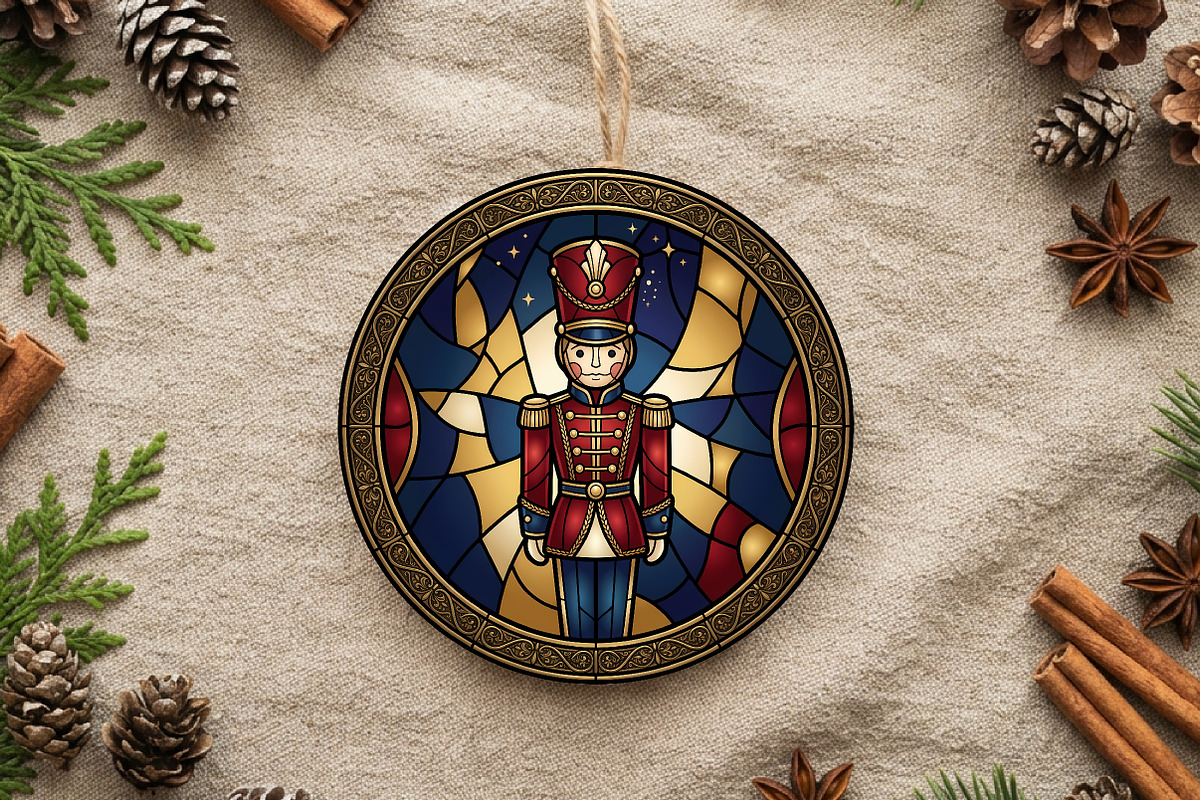 Stained Glass Nutcracker Ornament, a Seasonal Illustration by CrexoraLab (Photo 2 of 3)
