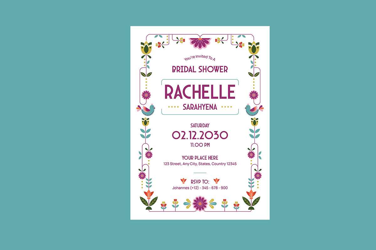 Floral Bridal Shower Invitation, an Invitation Template by Neermana (Photo 2 of 4)