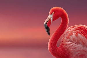 Closeup of vibrant pink flamingo with curved neck and detailed f, an Animal Photo by José Manuel Gelpi