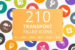 210 Transport Filled Round Icons