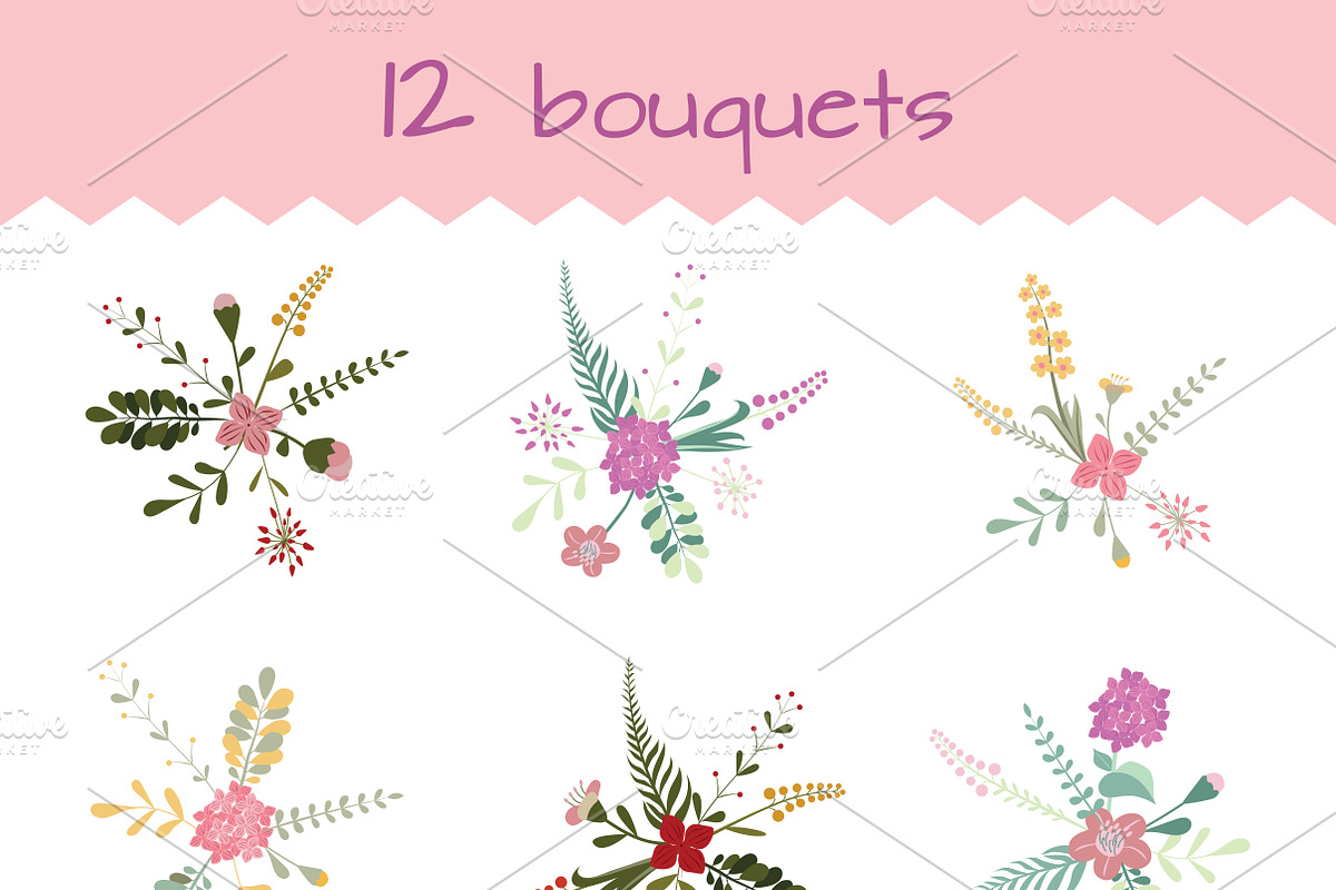 Set of floral elements for decor, a Decorative Illustration by Feday (Photo 3 of 5)