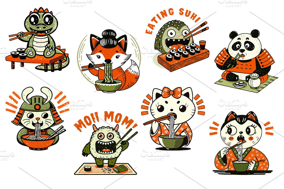 Set of Japanese Food Sticke, a Food Illustration by Designs by Helen Trupak (Photo 1 of 3)