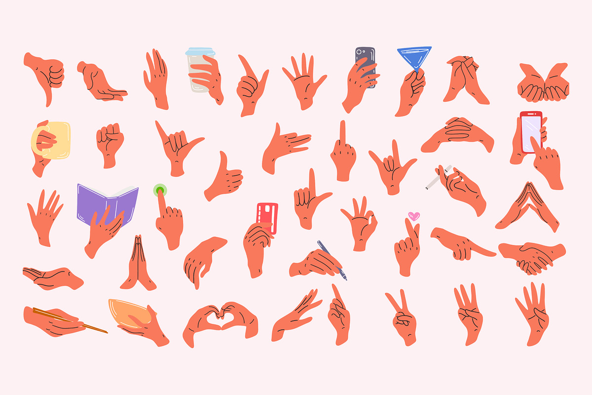 Hand Gestures Vector Set, an Object Illustration by Samnay Arts (Photo 3 of 5)