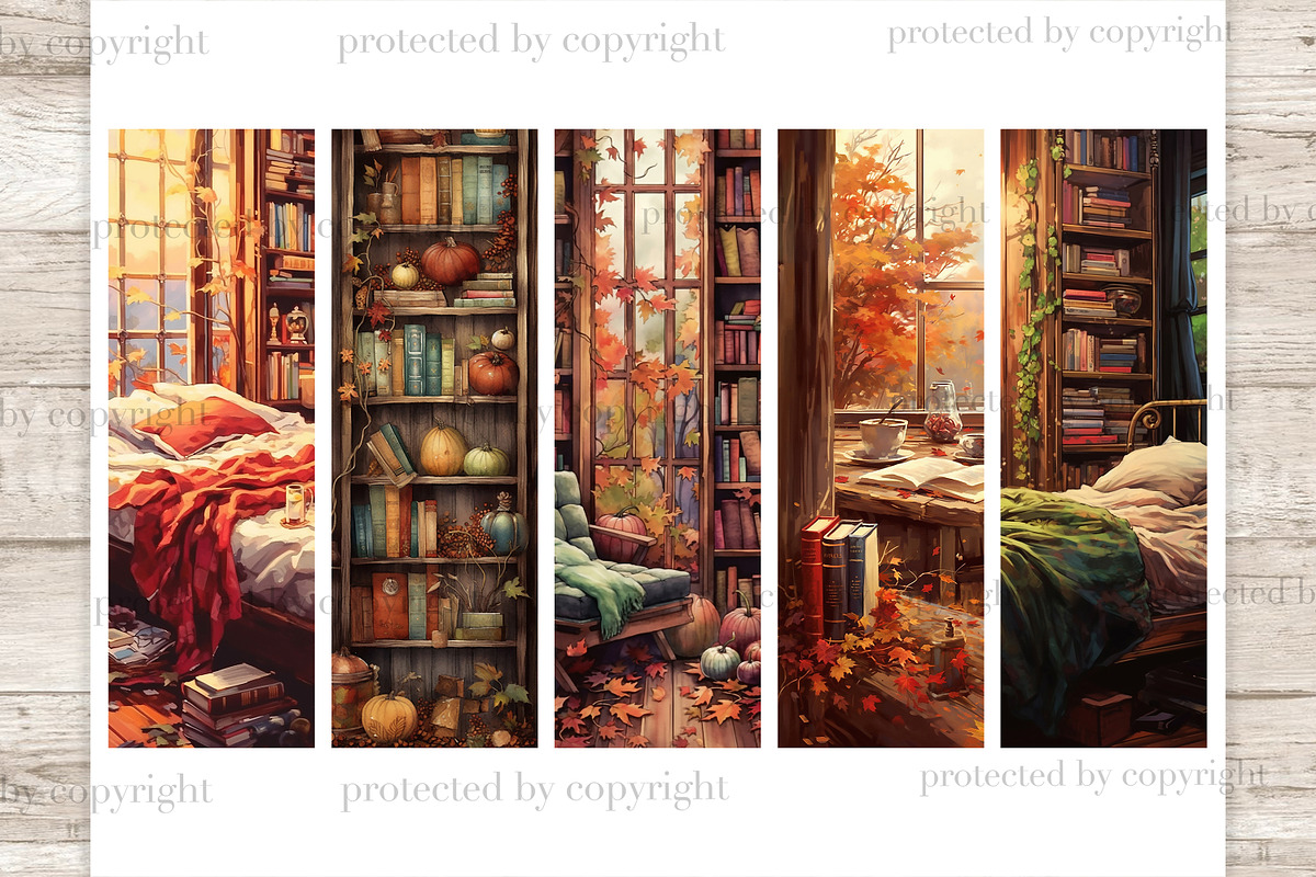 Reading Nook Bookmarks Printable, a Seasonal Illustration by GlamArtZhanna (Photo 2 of 3)