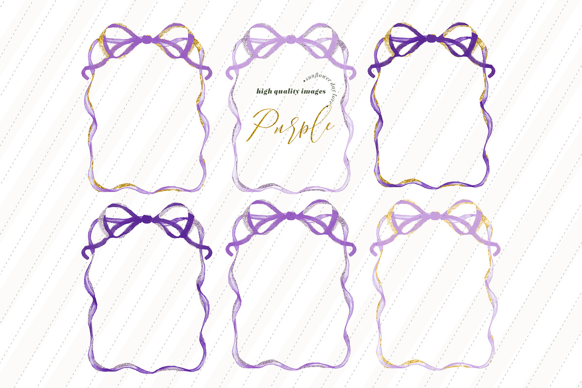 Purple Coquette Bow Frames Clipart, an Illustration by Sunflower Day Love (Photo 1 of 3)